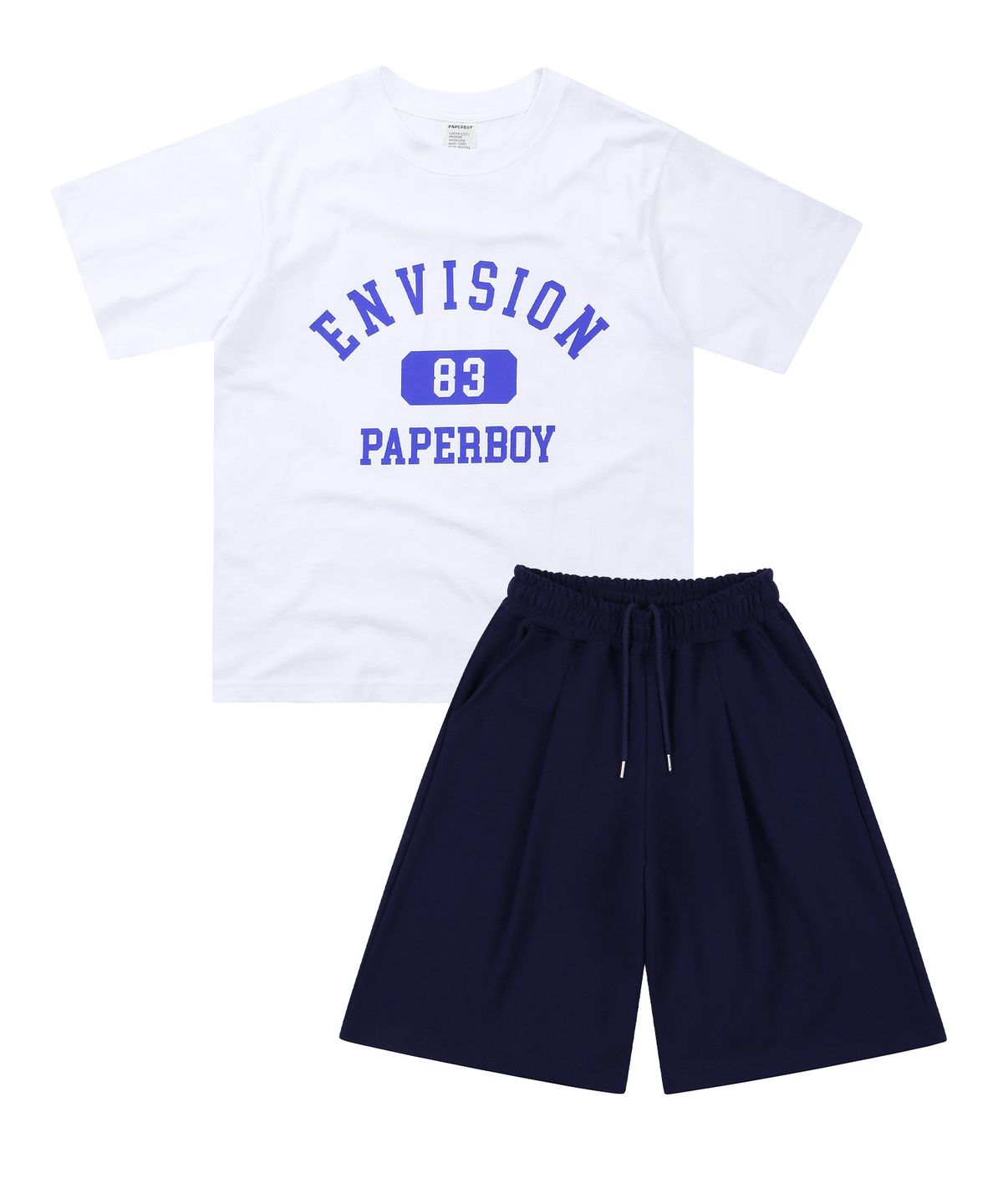 페이퍼보이(PAPERBOY) [SET] 엔비젼 반팔 하프팬츠 셋업-화이트