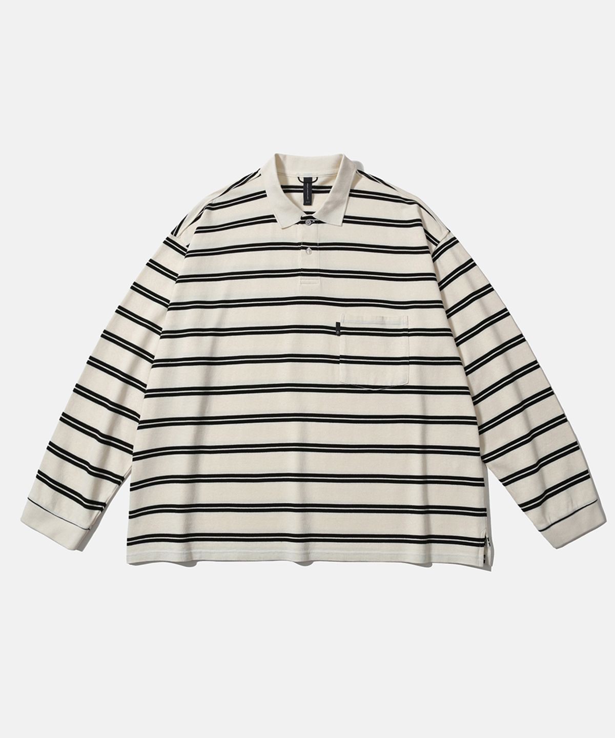모이프(MOIF) [SS26] WIDE POLO L/S SHIRT / ECRU STRIPE