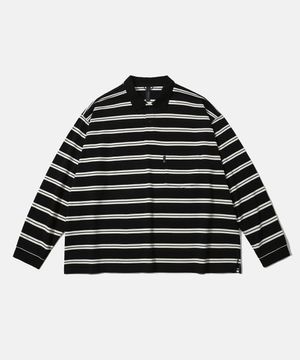 [SS26] WIDE POLO L/S SHIRT / BLACK STRIPE