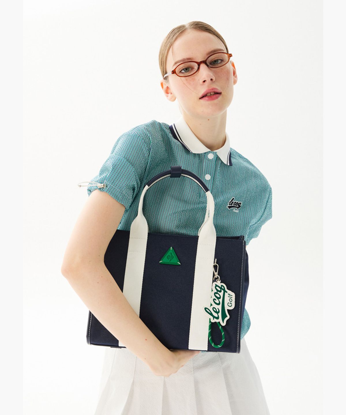 르꼬끄 골프(LECOQ GOLF) 여성 사각 토트백 (키링 SET) _NAVY GR122LBG34
