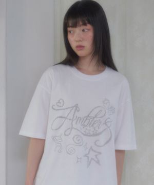 Cross-stitch 그래픽 반팔 티셔츠 AS1306 (화이트)