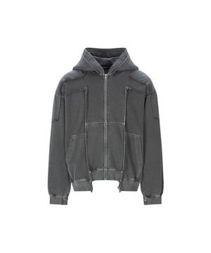 리메이크 피그먼트 크롭 후드 자켓 차콜