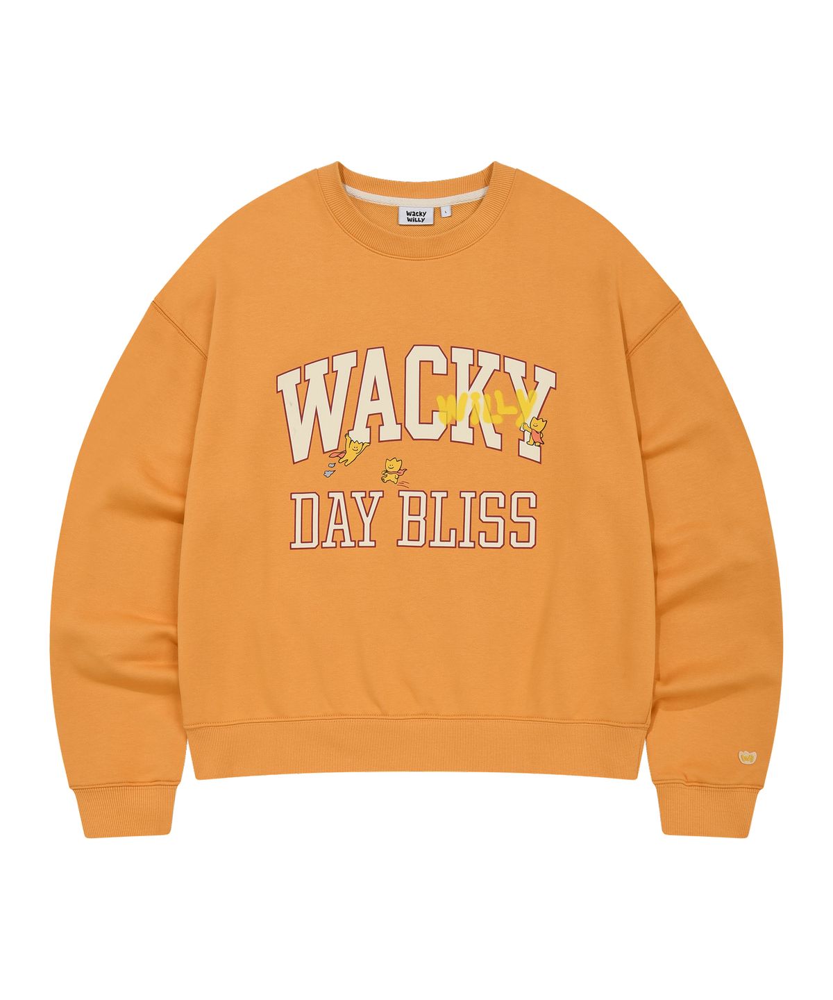와키윌리(WACKY WILLY) 올드 스쿨 타이포 맨투맨 오렌지