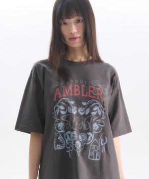 Roses 그래픽 반팔 티셔츠 AS1307 (다크그레이)