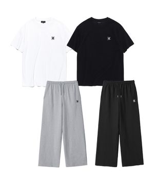 [SET] OG Basic T-shirt & Signature relax wide pants (2colors)