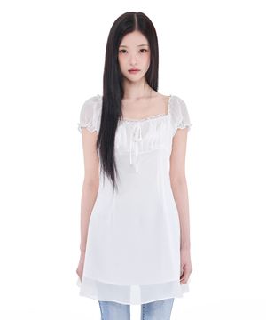 Puff Chiffon Mini Dress (Ivory)