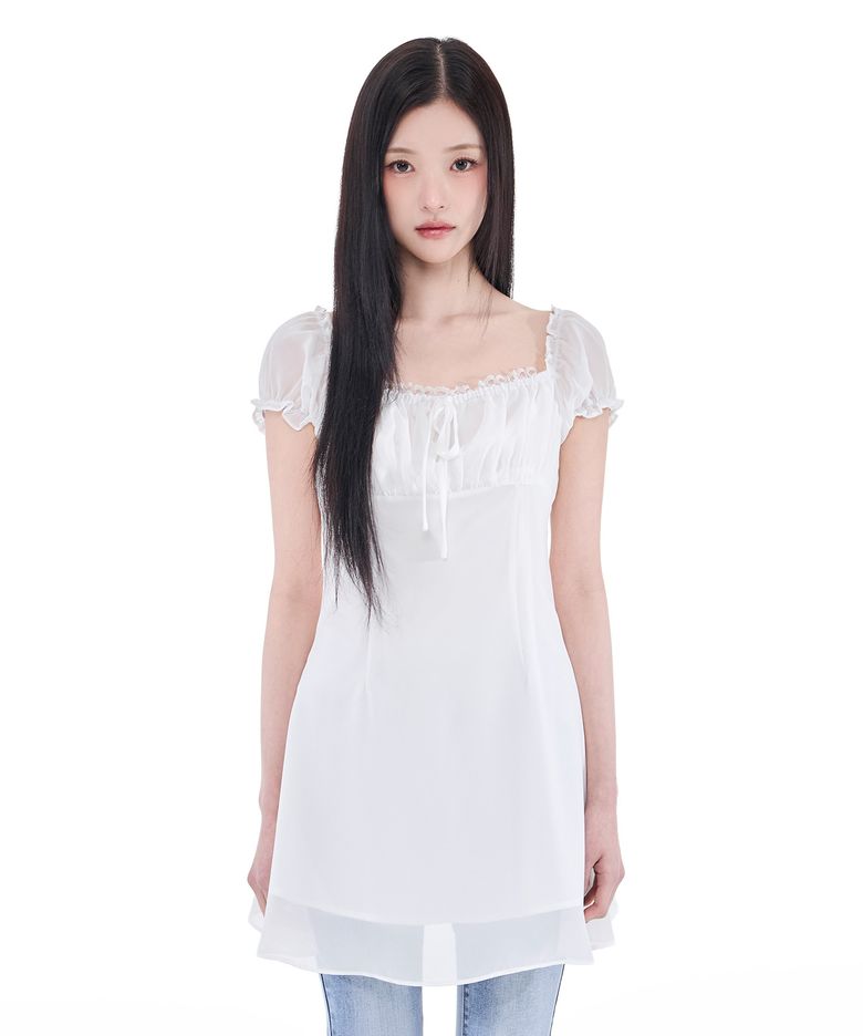 Puff Chiffon Mini Dress (Ivory)