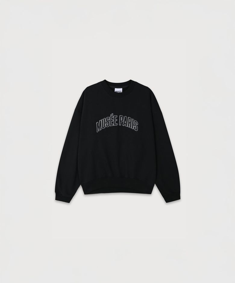 POMPIDOU Oversized MUSEE PARIS Embroidery Sweatshirt_Black