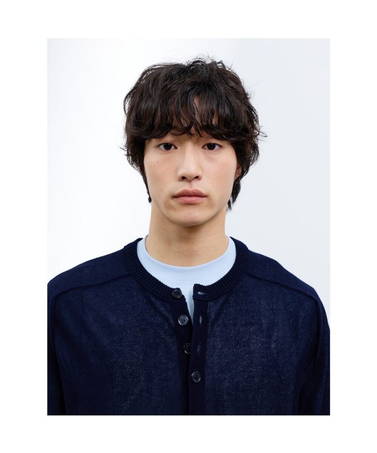 샌드 사운드(SAND SOUND) (UNISEX) 시어 라운드넥 카디건  네이비