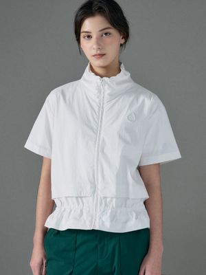 여성 하일론 액티브 반팔 러닝 집업 [오프화이트]_HG2JP520