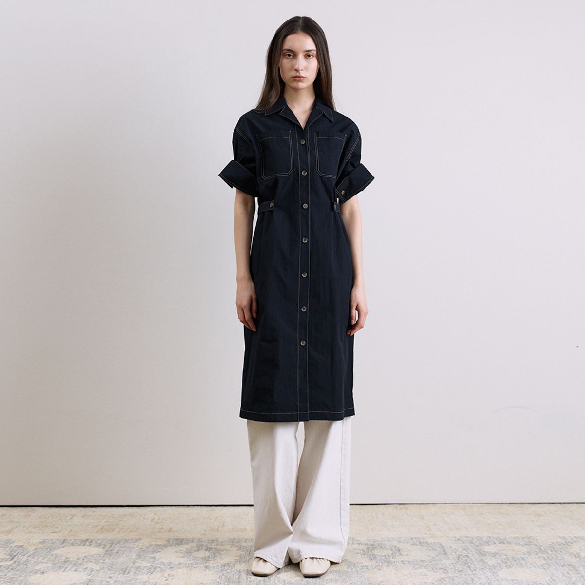 퍼블리카엑스(PUBLICKA X) LYLE SLEEVE DETAIL LONG DRESS BLACK