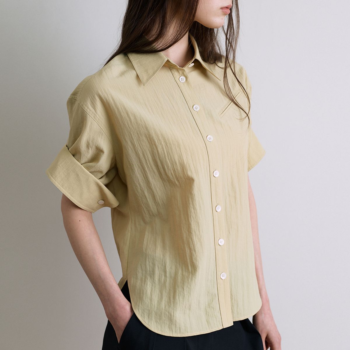 퍼블리카엑스(PUBLICKA X) NESS SLEEVE DETAIL SHIRT YELLOW