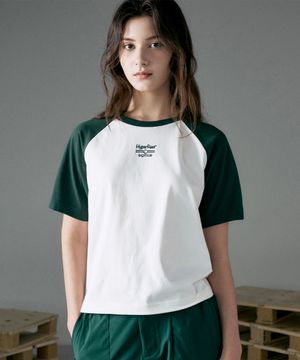 여성 고스트클럽 래글런 반팔 티셔츠 [버터]_HG2TS573