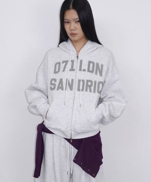 OVERFIT HOOD ZIP UP_MELANGE WHITE