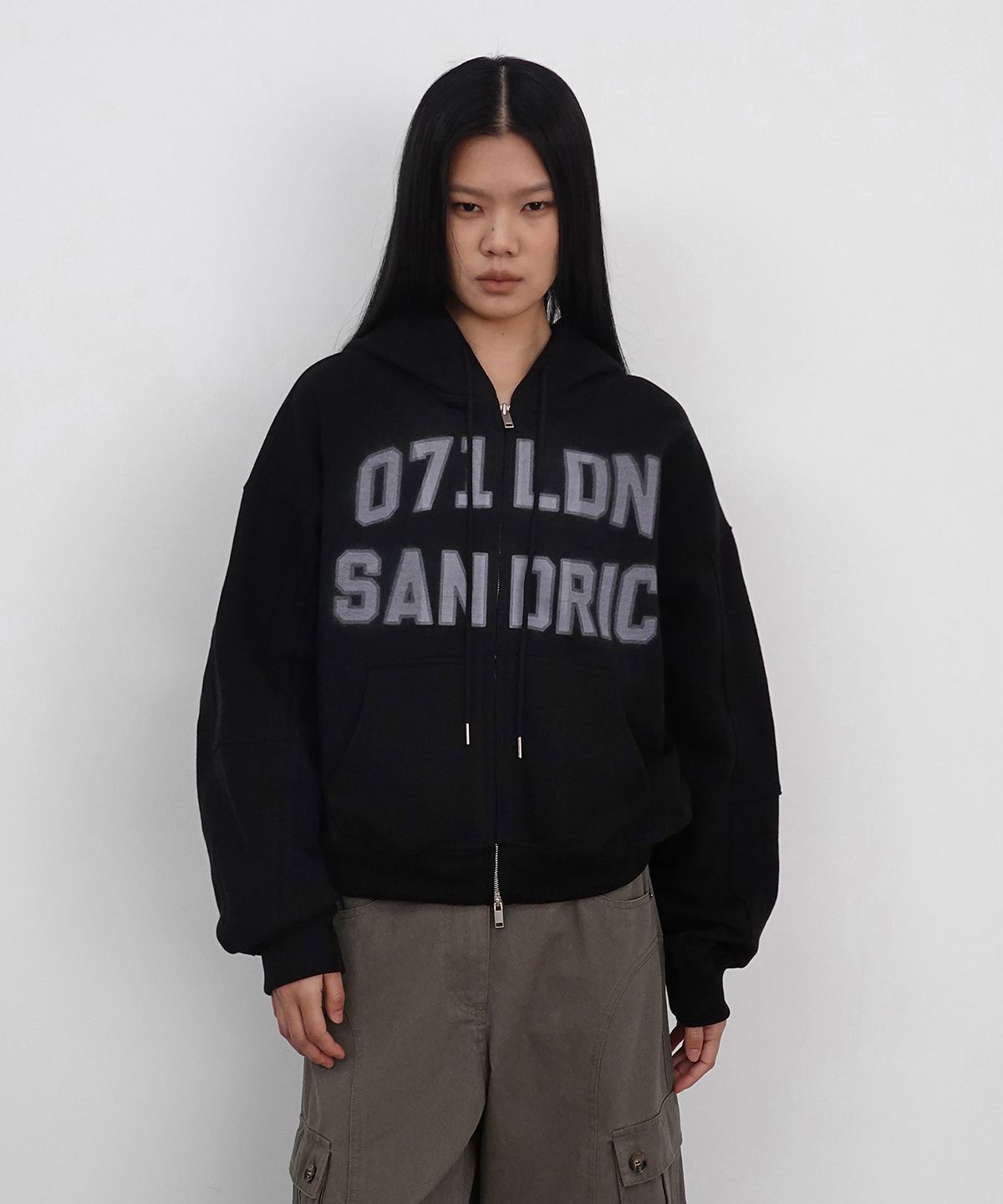 샌드릭(SANDRIC) OVERFIT HOOD ZIP UP_BLACK