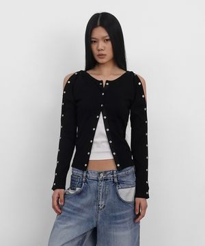 Snap Ribbed Cardigan_Black