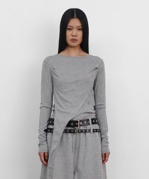 Layered Strap Long Sleeve_Melange Grey