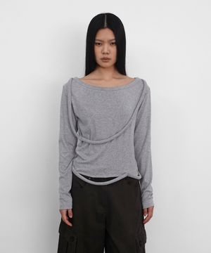 Strap Wide Neck T_Melange Grey