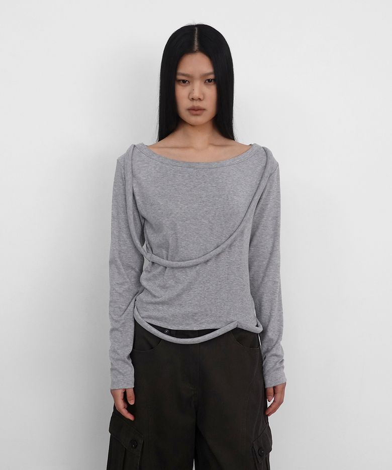 Strap Wide Neck T_Melange Grey