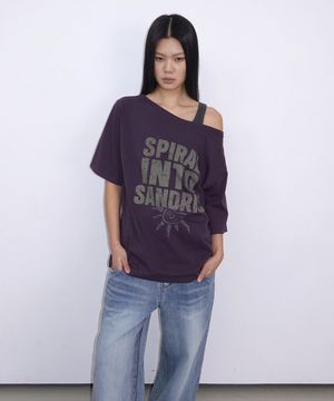 One Shoulder Printed T-shirt_Purple