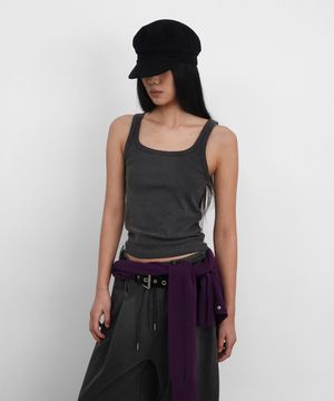 Basic Halter Sleeveless Top_Charcoal
