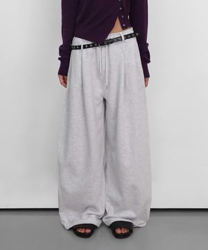 OVERFIT SWEAT PANTS_MELANGE WHITE