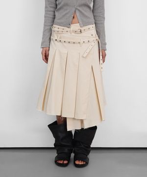 Eyelet Layered Midi Skirt_Cream