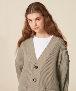 Basic Rib Knit Cardigan_Mocha