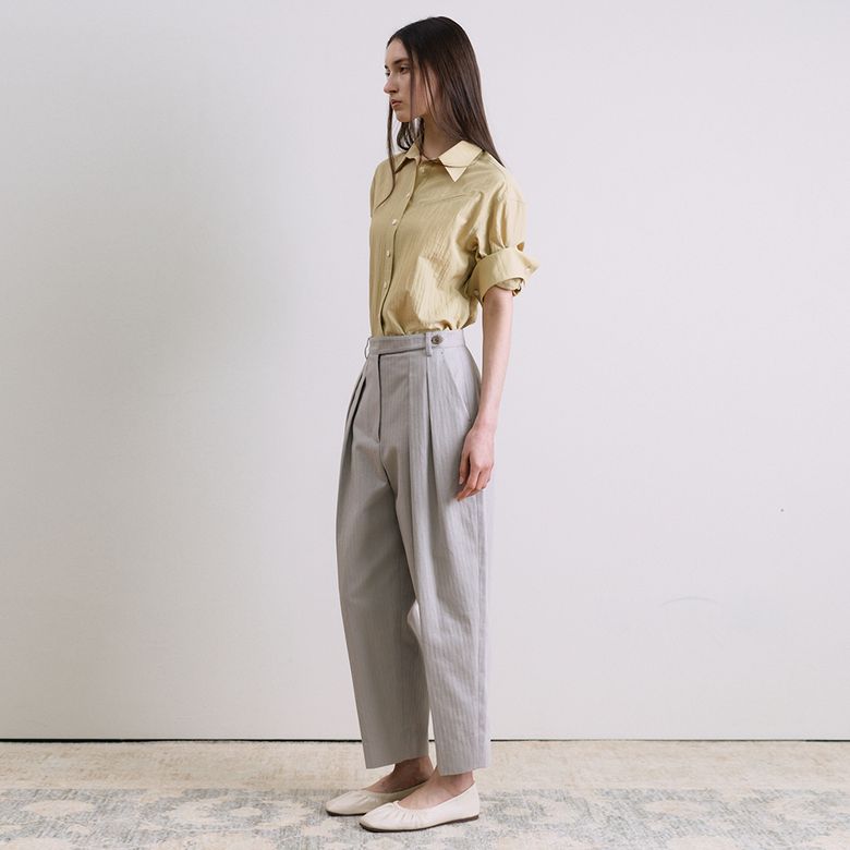 NUEL TAPERED WIDE PANTS LIGHT GRAY
