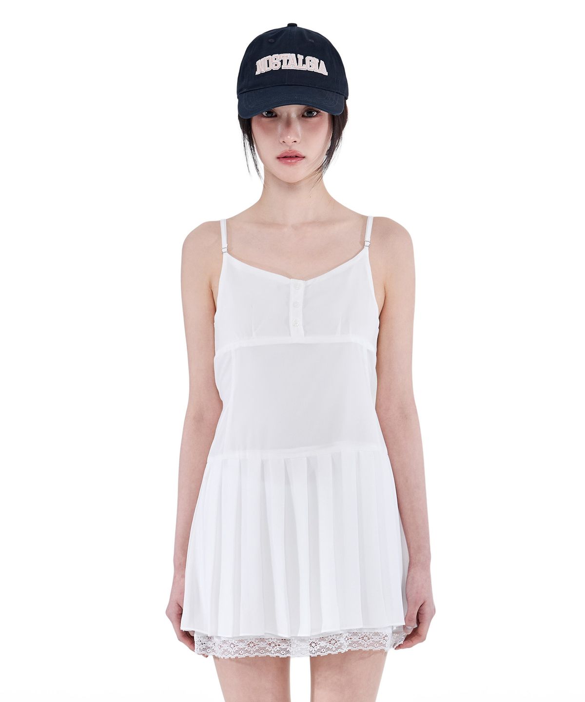 알키알카(ALKI ALKA) Pleated Chiffon Mini Dress (Ivory)