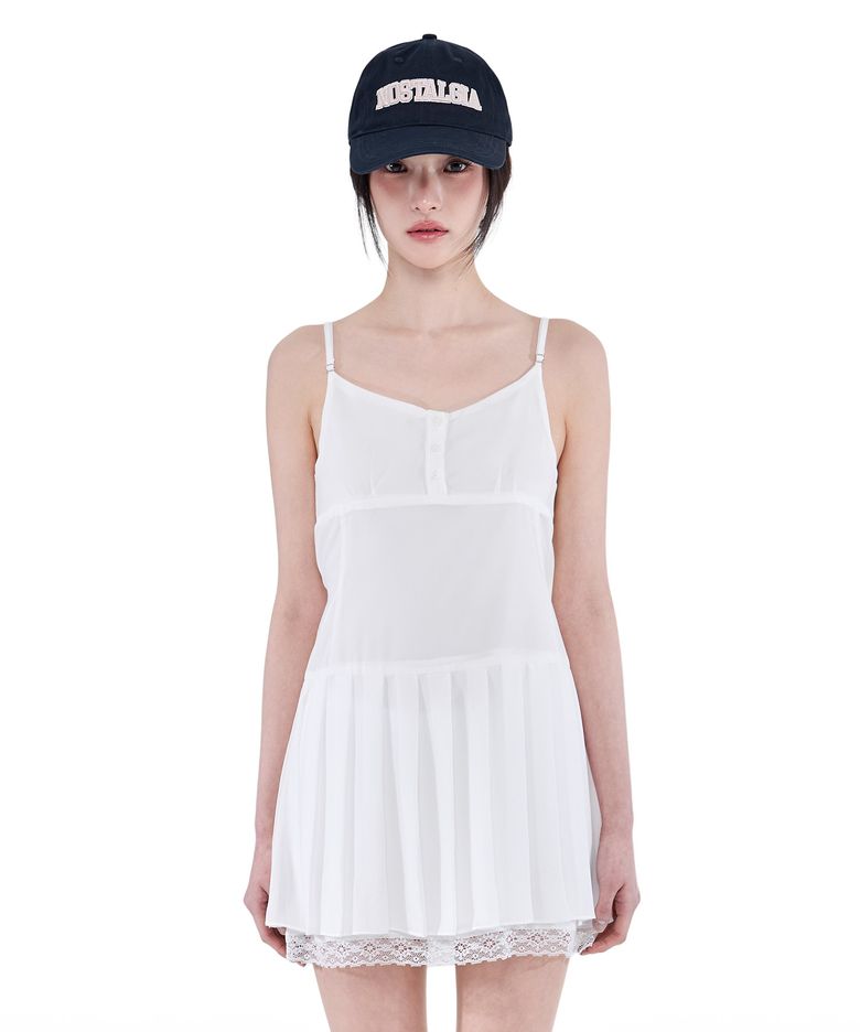 Pleated Chiffon Mini Dress (Ivory)