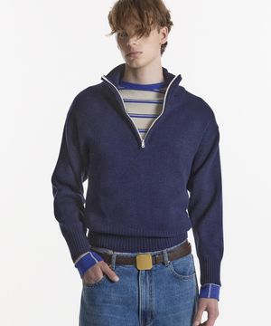 90s QUARTER-ZIP KNIT NAVY