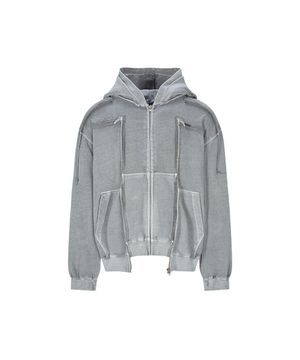 리메이크 피그먼트 크롭 후드 자켓 그레이