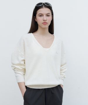Rosh Deep V-Neck Knit - Ivory