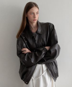 esy kara Leather Jacket (브라운)