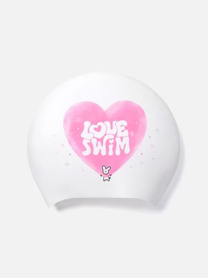 빅 하트 롱헤어 스윔 캡 화이트 (B6SUASC015WHT)