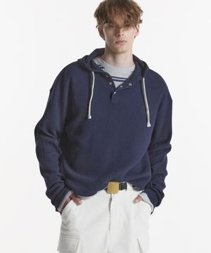 UTILITY PREPPY WAFFLE HOODIE NAVY