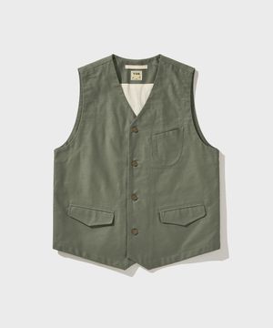 BACK SATEEN COTTON VEST [Swamp Green]