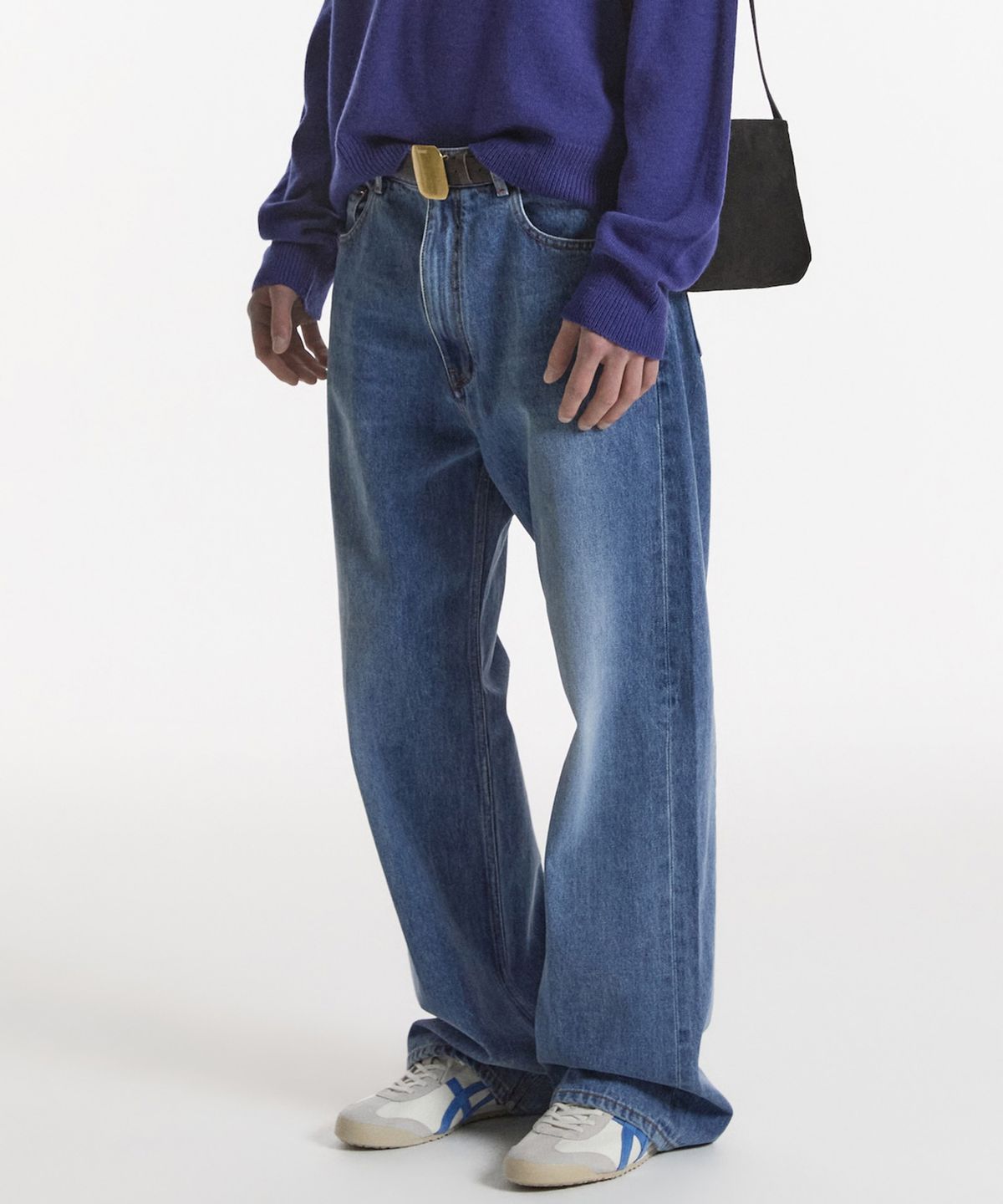 노앙(NOHANT) WASHED STRAIGHT DENIM PANTS-MENS MID BLUE