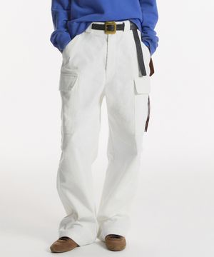 CORDUROY CARGO PANTS WHITE