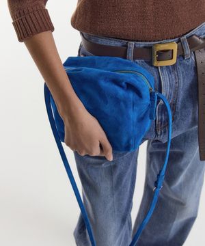 SUEDE PICNIC BAG BLUE