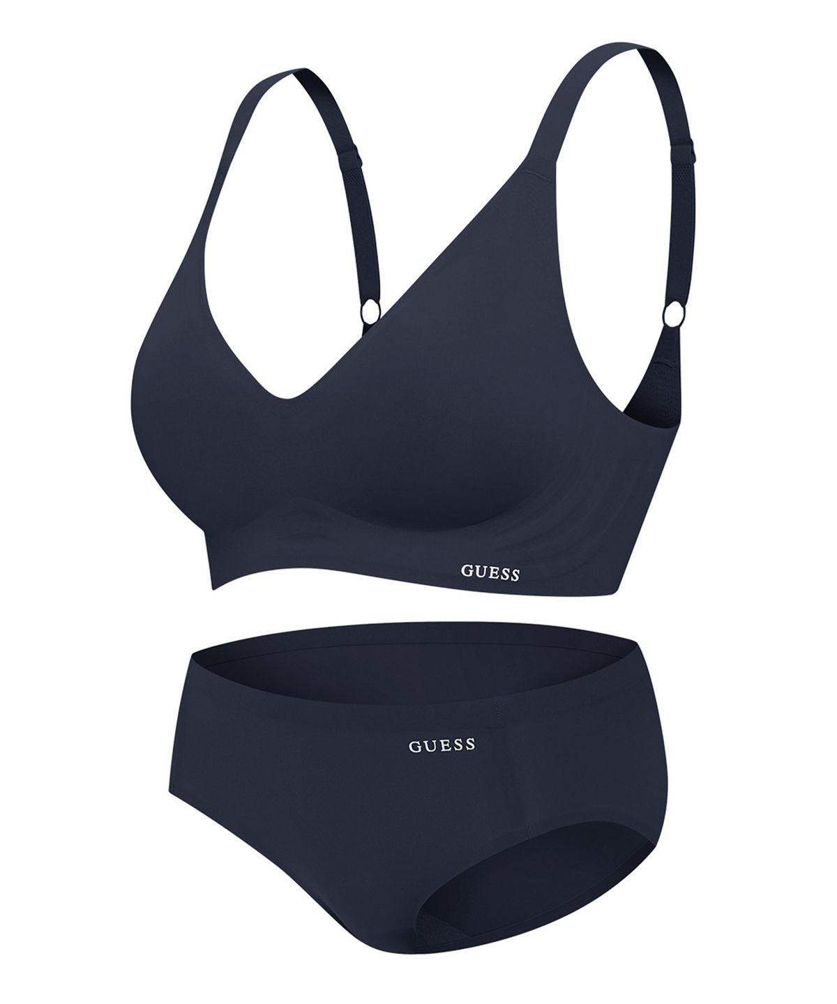 게스언더웨어(GUESS UNDERWEAR) 서포트 메쉬업 심리스 브라 팬티 세트 - 블랙