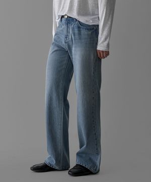 콘데님 라이트 블루 세미플레어 팬츠