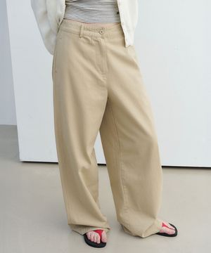 Bess Cotton Pants - Beige