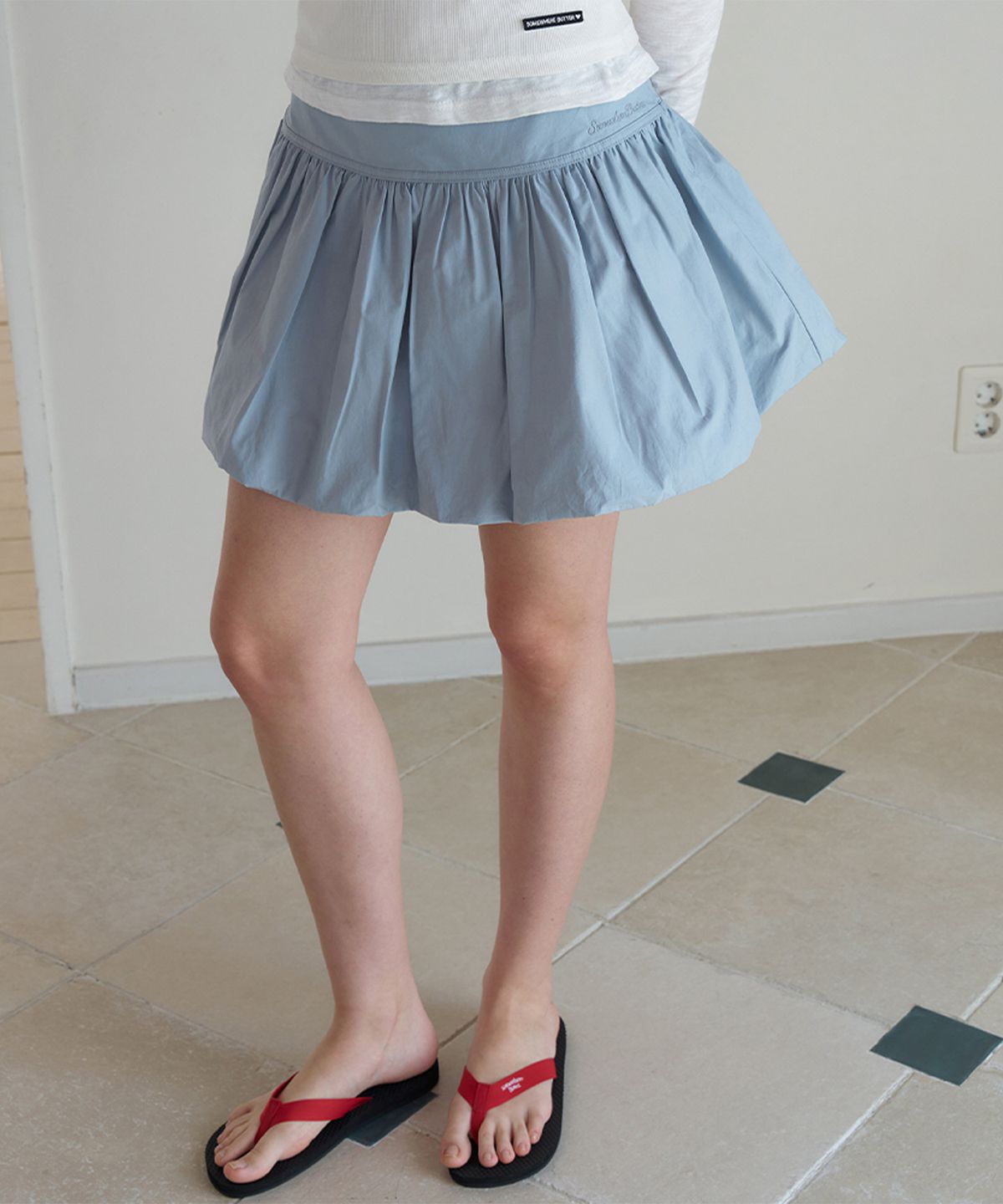 썸웨어버터(SOMEWHEREBUTTER) Cloudy Balloon Mini Skirt - Cloudy Blue