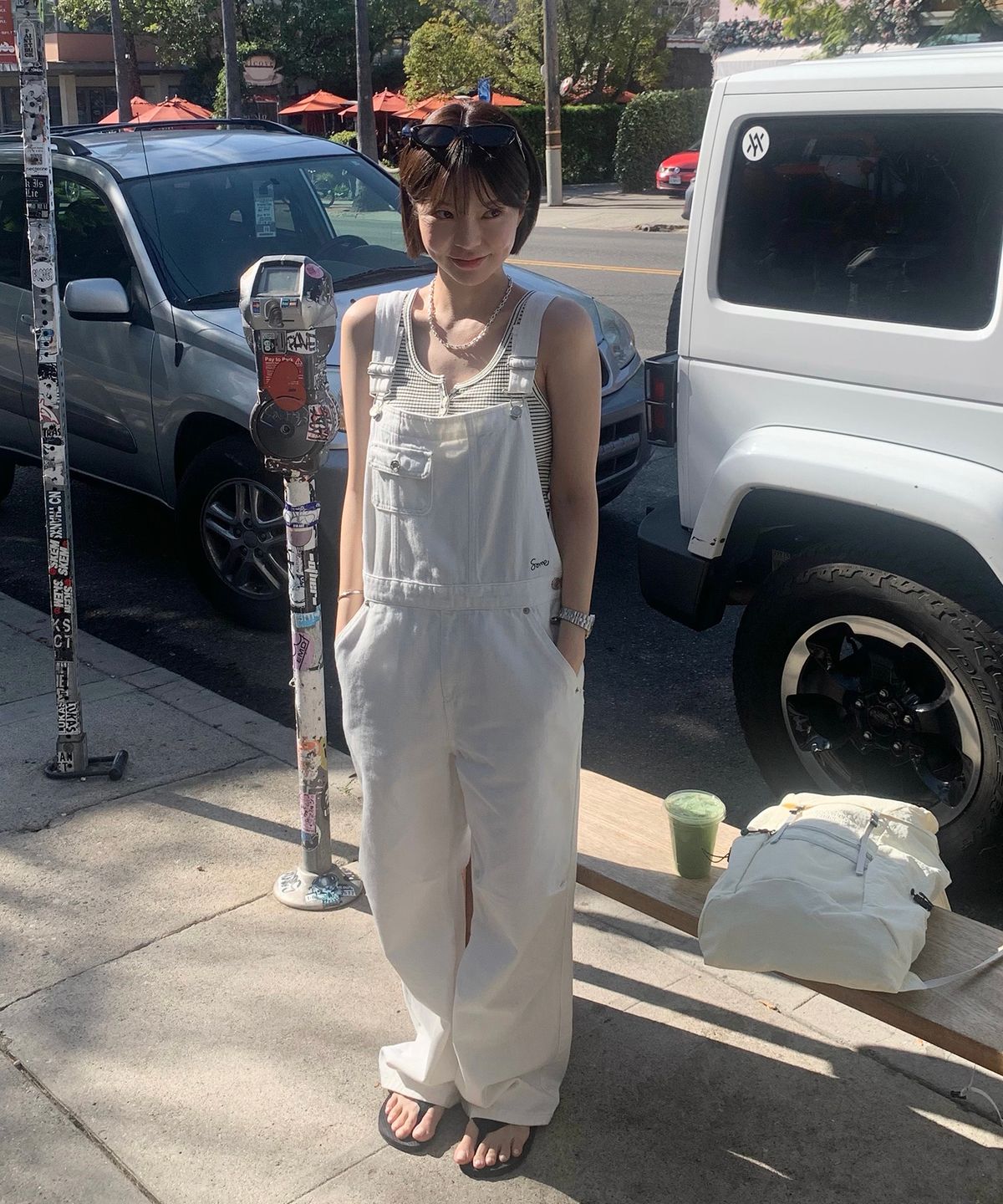 썸웨어버터(SOMEWHEREBUTTER) Hokey Cotton Overall - Ivory