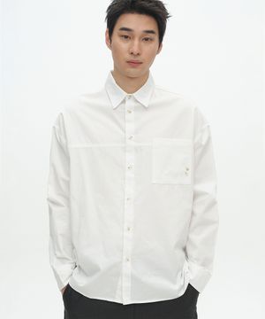 버튼업 포켓 포인트 인시전 다잉 오버핏 긴팔 셔츠 자켓 _3COLOR