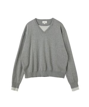 프랭크 더블 레이어드 브이넥 니트 (그레이/멜란지그레이)