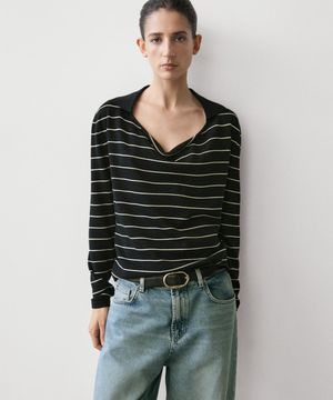 코튼 스트라이프 니트 저지 폴로