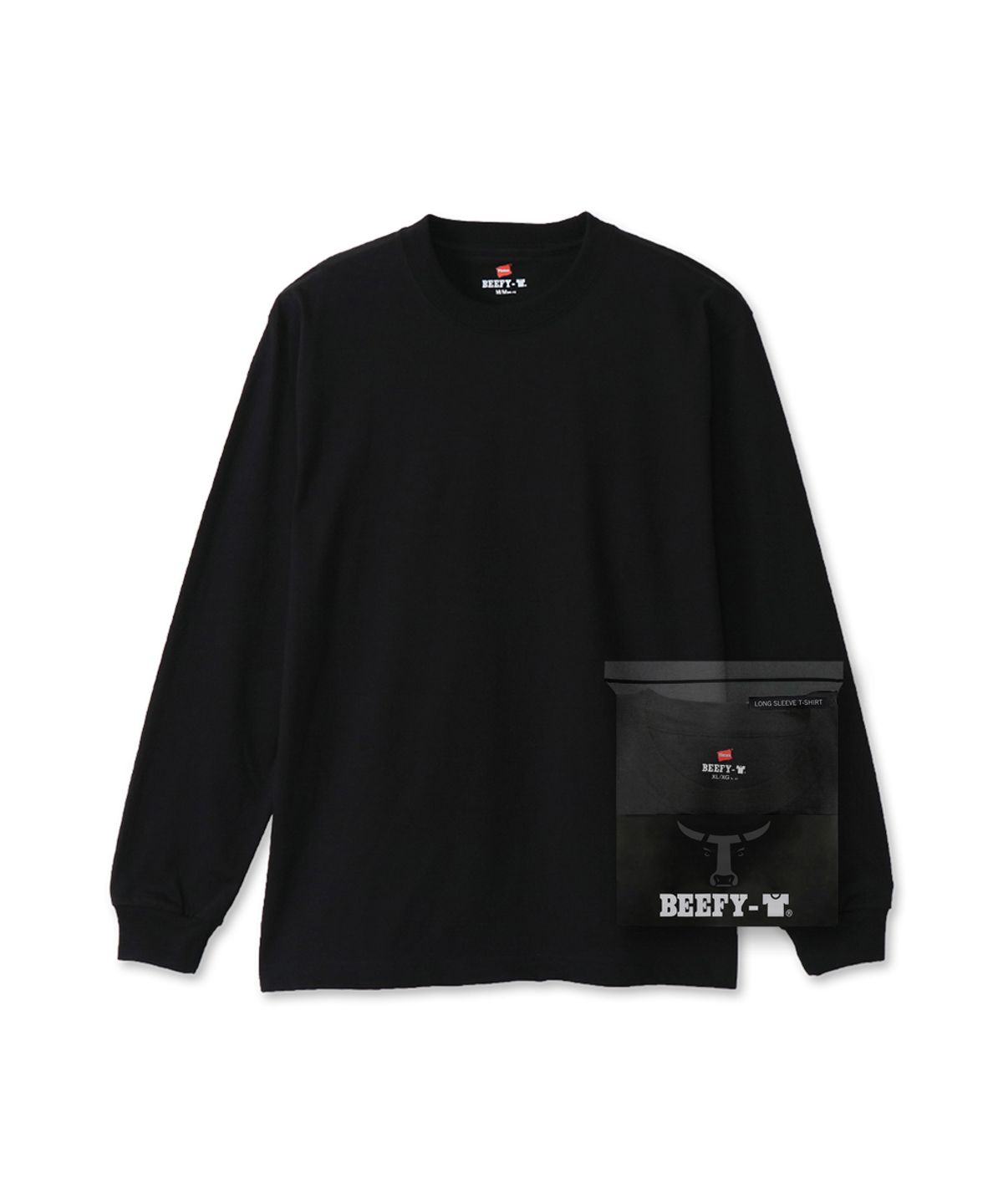 헤인즈(HANES) 비피 롱 슬리브 티셔츠 블랙